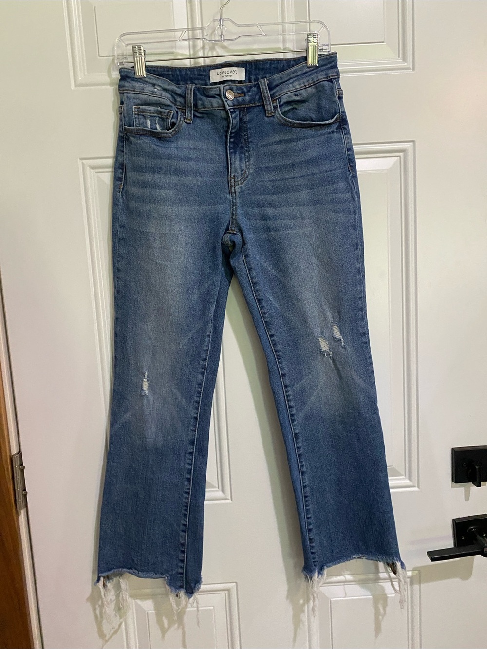 Lovervet  High-Rise Cropped Raw-Hem Ankle Jeans in Faded Blue